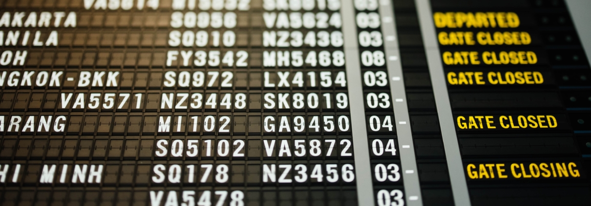 Air Travel Board showing closed gates