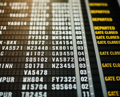 How Travelers Can Better Manage Air-Related Disruptions Air Travel Board showing closed gates